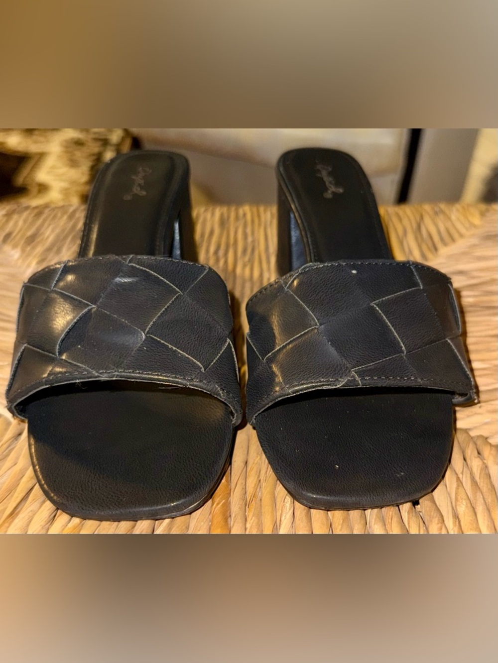 Pre-Loved Woven Black Slide Mules - Women's Comfortable Slip-On